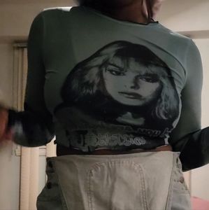 Y2k sheer blue lonsleeve